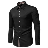 Camisa de Hombre a Cuadros Moda con Bloque de Colores para Primavera Arrivo Nuevo Manga Larga Casual para Fiesta Negocios Social - details 2
