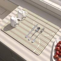Alfombrilla de drenaje antideslizante, almohadilla de drenaje duradera, de diatomita creativa, de secado rápido, suave y absorbente, para mesa de cocina - details 3