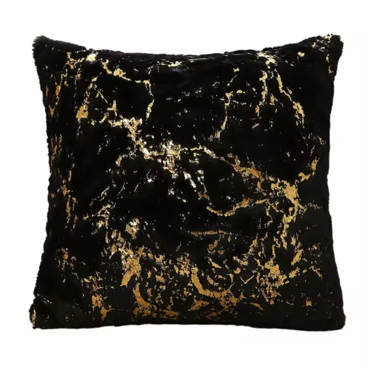 Funda de almohada de felpa con vena de mármol geométrico, funda de almohada de estilo nórdico agradable a la piel, funda de cojín de felpa de imitación Ins - 1
