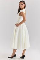 Vestido de noche elegante para mujer con escote en la espalda - Vestido largo sin mangas con pliegues para fiesta, graduación, vacaciones - details 10