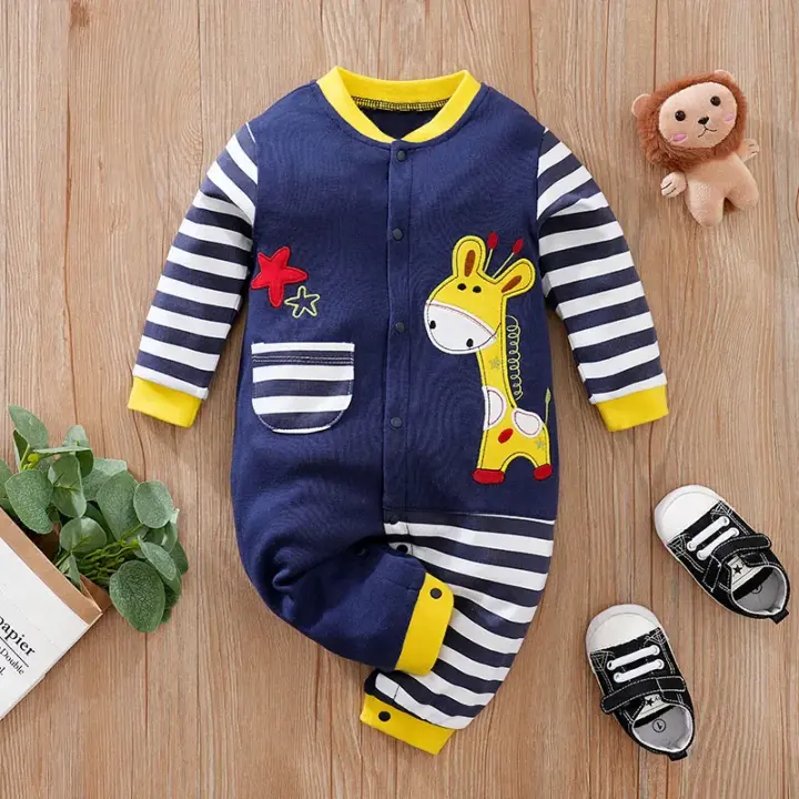 Sg Autumn Boys a Girls C Giraffe Mono de bebé de manga larga cómodo de algodón - 1