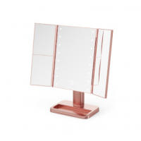Espejo de maquillaje LED de tres aperturas espejo de mesa de la cómoda almacenamiento inteligente espejo de belleza plegable de - details 5