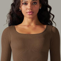 Ropa de una pieza con rosca, mono de Yoga sin costuras, Control de barriga, ropa de ejercicio de manga larga, elástico - details 27