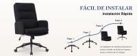 Silla Escritorio, Silla de Oficina de Lana de Teddy, Silla de Estudio con Ruedas, Altura Ajustable, Silla Giratoria para Hogar y Dormitorio, Crema, Negro - details 8