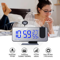 Reloj despertador Digital LED de mesa, relojes electrónicos de escritorio, despertador USB, Radio FM, proyector de tiempo, función de repetición - details 0