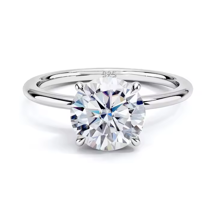 Anillo de Moissanita de Alta Calidad para Mujeres en Oro Amarillo/Blanco 9mm Corte Redondo D/VVS1 Anillo Solitario para Compromiso y Boda - 1