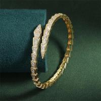 Pulsera Abierta de Hueso de Serpiente de Acero Inoxidable Diseño de Serpiente con Cúbica de Circonio 5A Regalo de Joyería para Fiesta - details 6