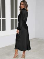 Primavera Verano nuevo vestido de manga larga de satén de gama alta vestido de noche elegante para mujer ropa de fiesta vestidos de celebridades - details 15