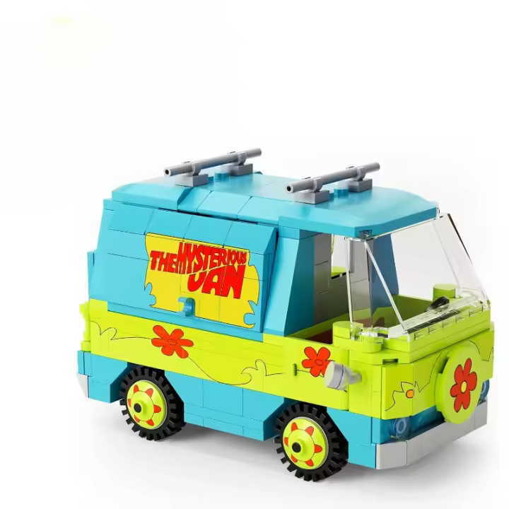 Juego de bloques de construcción de automóviles de juguete de furgoneta misteriosa, juguete de bloques de construcción de automóviles de películas de aventuras clásicas para niños, el juego de juguetes es un regalo ideal para fanáticos de las películas, n - 1