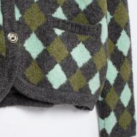 Otoño nuevo producto mujer Casual versátil patrón de diamante Jacquard manga larga cuello redondo tejido Cardigan abrigo - details 5