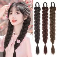 Coletas trenzadas de pelo falso para mujer, extensiones de cabello sintético Natural, banda elástica marrón, trenzas retorcidas - details 1
