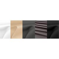 Collage de muestras de piel sintética en cinco colores: blanco, beige, gris, marrón y negro