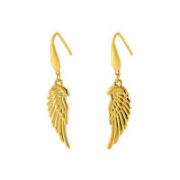 Acero inoxidable alas pendientes para mujeres 18K oro nicho diseño sentido titanio acero earlocks ornamentos - details 3