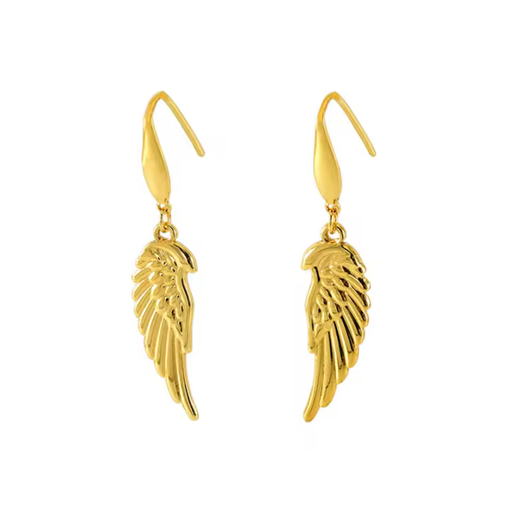 Acero inoxidable alas pendientes para mujeres 18K oro nicho diseño sentido titanio acero earlocks ornamentos - 1