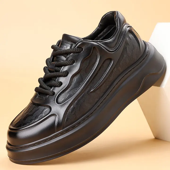 Zapatos Negros Pequeños Zapatos de Cuero de la Junta Zapatos Casuales Versátiles para Hombres - 1