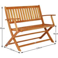 Banco de Madera de Eucaliptus 120x90x55 Banco de Jardín Plegable Certif. FSC Asiento 2 Plazas - details 2