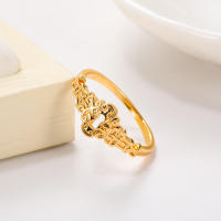 Anillos de acero inoxidable para mujer, Color dorado, anillo con forma de bloqueo de longevidad, resistente al agua, Vintage, símbolo de la suerte, joyería estética - details 1
