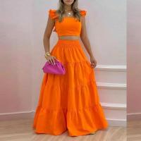 Conjunto de Vestido de Denim de Moda Primavera-Verano para Mujer Falda Sexy de Cintura Desviada, Vestido Casual de 2 Piezas - details 1
