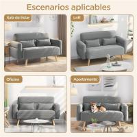 Sofá de Tela Morno Diseño de 2 Plazas Tamaño 116.5X73.5 cm Cojines Lumberos Incluidos Max 158 KG - details 14
