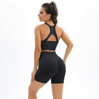 Conjunto de yoga sin costuras para mujer, sujetador, ropa de entrenamiento para correr, pantalones cortos de cintura alta, sujetador deportivo - details 5