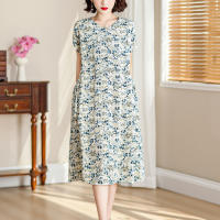 Elegante Vestido de Verano 2024 Estilo Vintage Suelto para Mujeres Cuello en V Casual - details 19