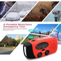 Radio portátil con dinamo solar AM/FM/NOAA con linterna L multifuncional y banco de energía para emergencias y - details 6