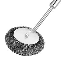 Stainless Steel Sponge Scourer with Comfortable Handle Kitchen Cleaning Brush for Kitchen Dishes and Plates Tiles Basins Sink