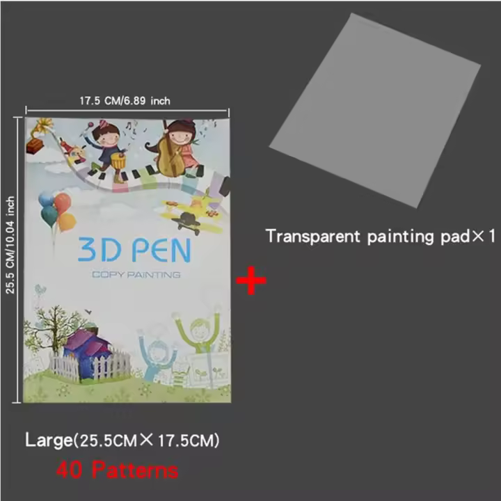 Libro de dibujo de pluma de impresión 3D de papel grueso, placa transparente, patrones 22/40, álbum de pintura de pluma 3D, manualidades hechas a mano, tablero de dibujo de copia - 1