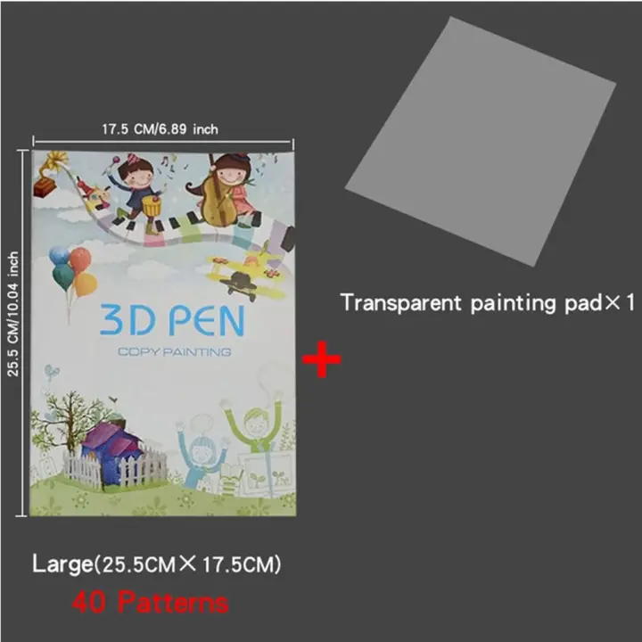 Libro de dibujo de pluma de impresión 3D de papel grueso, placa transparente, patrones 22/40, álbum de pintura de pluma 3D, manualidades hechas a mano, tablero de dibujo de copia - 1