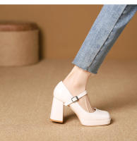 Nuevo temperamento francés tacones gruesos tacones altos zapatos de mujer - details 6