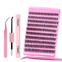 DIY Eyelash Extension Kit 200 Clusters Lashes Kit with Lash Bond and Seal Tweezer for Self Application at Home - details 4