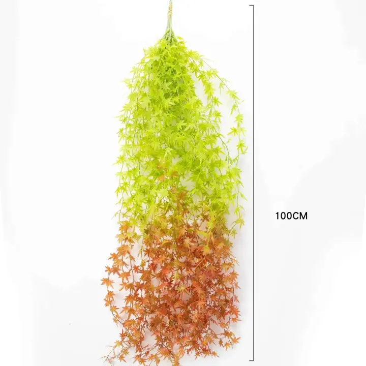 Corona de hiedra de hoja de arce falsa, enredaderas verdes, Foley, cuerda de vid de plástico para el hogar, decoración de pared, plantas artificiales, 100cm - 1