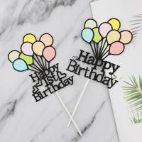 Globos de doble capa, adornos para tartas, adornos de papel de dibujos animados para magdalenas, decoración colorida para tartas de feliz cumpleaños, fiesta de boda - details 2