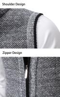 Suéter sin mangas de punto para hombre, cárdigan de terciopelo de lana con cremallera, jerséis de cuello alto, Chaleco de punto - details 21