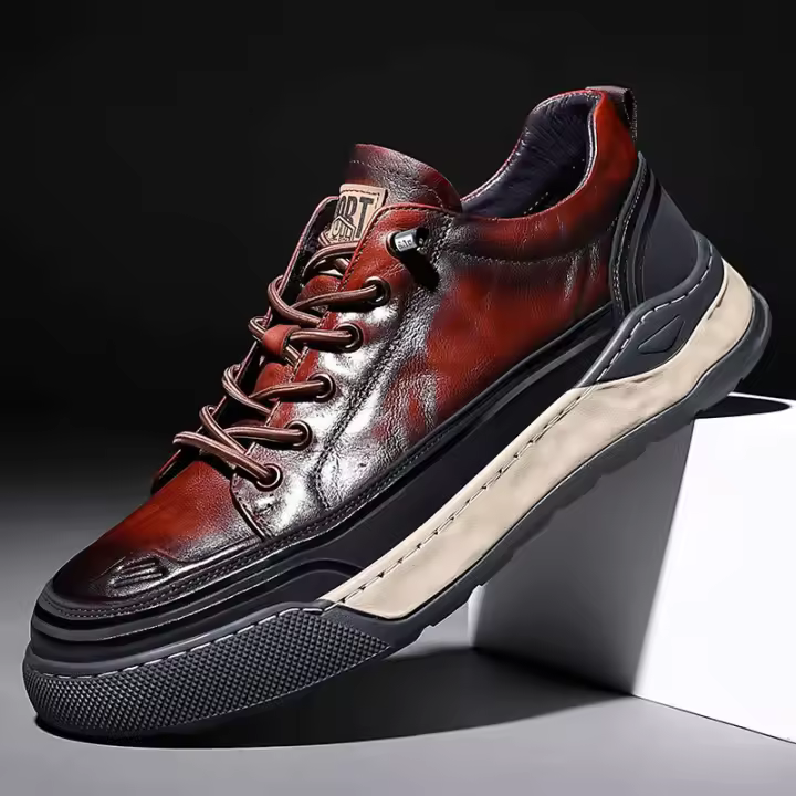 Nuevos zapatos deportivos rayados a mano para hombres, zapatos casuales a juego con el color del cuero, versátiles - 1