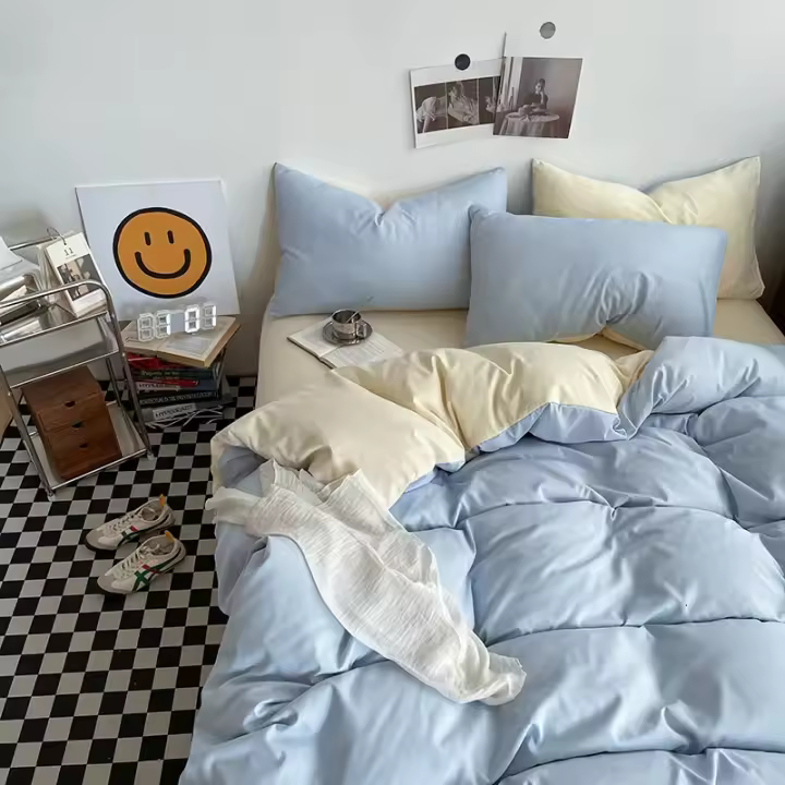 Juego de Ropa de Cama de Color Sólido: Funda de Edredón Negra de Tamaño King y Juego de Fundas para Duvet de Tela Amigable con la Piel - 1