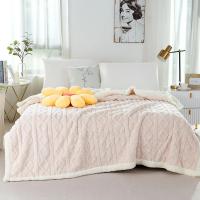 Manta de lana de cordero para las cuatro estaciones, toalla nórdica para el hogar, manta de sofá de siesta de Color sólido - details 4