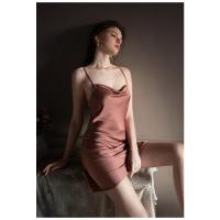 Camisón de Verano para Mujer Sin Espalda, Cuello Oscilante, Seda de Hielo, Pijama de Moda Grande, Sexy con Tirantes Finos - details 10
