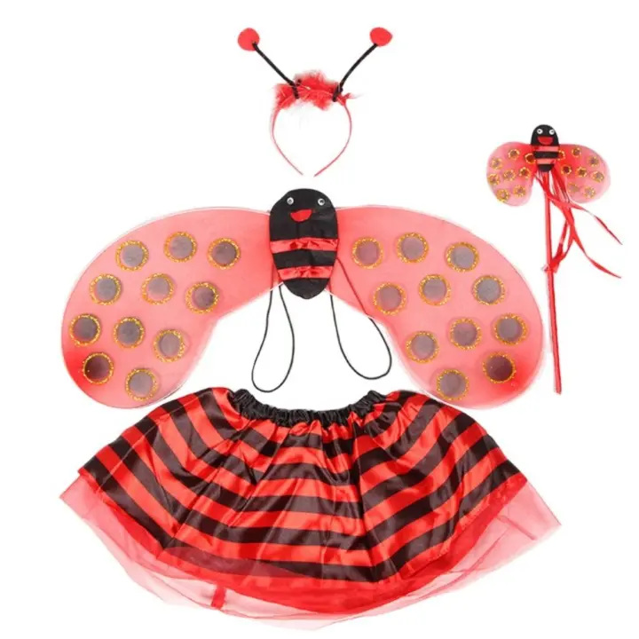 4 unids/set divertido aro de pelo disfraz de abeja varita alas vestido de Halloween diadema traje Cosplay Prop Festival - 1