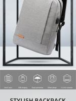 Mochila de negocios para hombre, accesorio sencillo de carga USB, ligera, para viaje, 1 paquete de 15,6 pulgadas - details 23