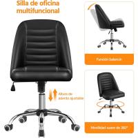 Giratoria Cuero PU Ergonómica Sin Reposabrazo con Ruedas Capacidad 136 KG Negro - details 6