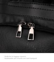 Mochila de trabajo de cuero PU suave para mujer, mochila de hombro cruzado de cuero negro vintage, mochila de viaje antirrobo para mujer - details 15