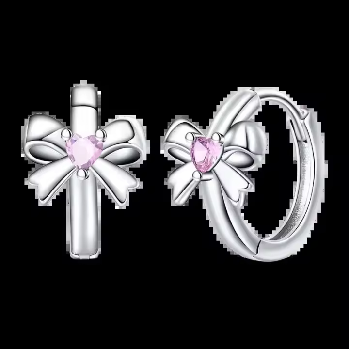 Anillos de pavimentación brillantes de circonita 2025 con lazo de plata pura Original, pendientes para mujer, regalos de joyería de aniversario - 1