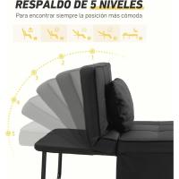 Sofá cama 3 en 1 individual tapizado en lino, sillón reclinable en 5 posiciones, silla de dormir convertible, reposapiés con reposacabezas para salón, carga 200 kg, 95x189x43 cm, gris - details 12