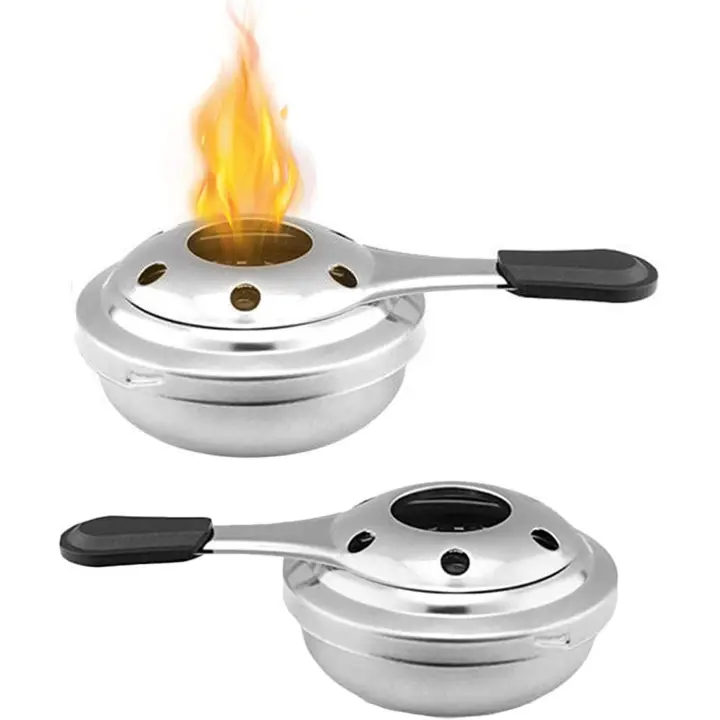 Mini Estufa de Alcohol para Exterior, Quemador de Fondue De Acero Inoxidable, 2 piezas - 1