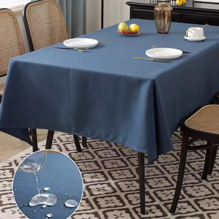 Mantel impermeable y resistente al aceite para el hogar, mantel moderno de lino y algodón, simple y grueso, de color sólido - 1