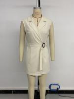 Monos sin mangas para mujer, Vestido corto con cuello de sastre en blanco S, Verano - details 8