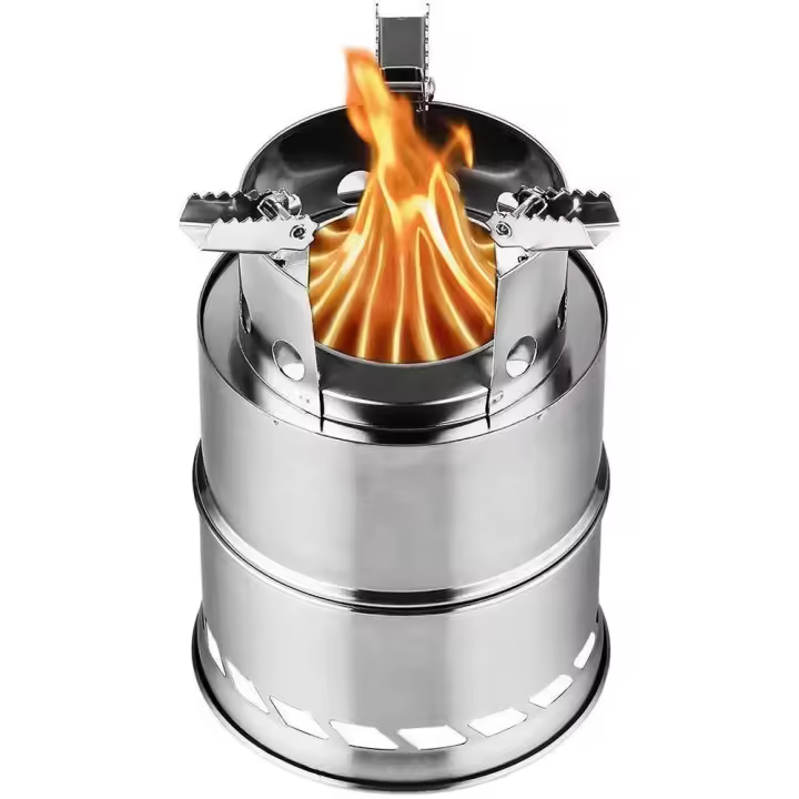 Estufa portátil de acero inoxidable para acampar al aire libre, estufa de leña ligera, cocina de Picnic, herramientas de viaje y aventura - 1