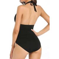 Bikini de mujer de una pieza con pecho acolchado, sin sujetador de baño de acero TRE de color liso - details 18
