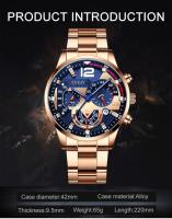 Moda masculina de acero inoxidable con calendario estilo puntero de reloj - details 1